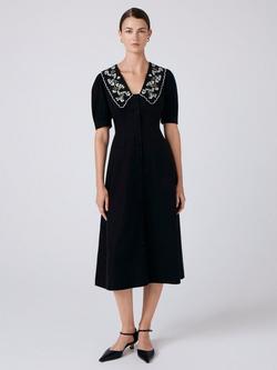 Ghost Sloane Cotton A-Line Midi Dress, Black