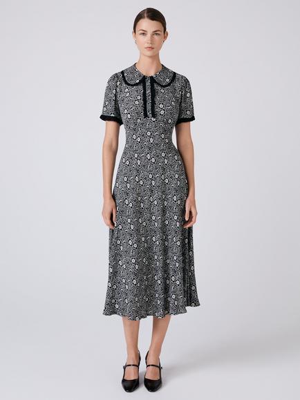 Ghost Taylor Floral Midi Dress, Black, Black