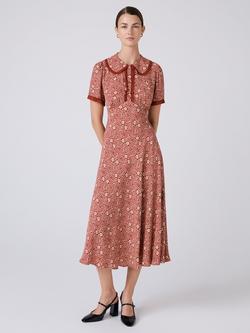 Ghost Taylor Floral Midi Dress, Red, Red