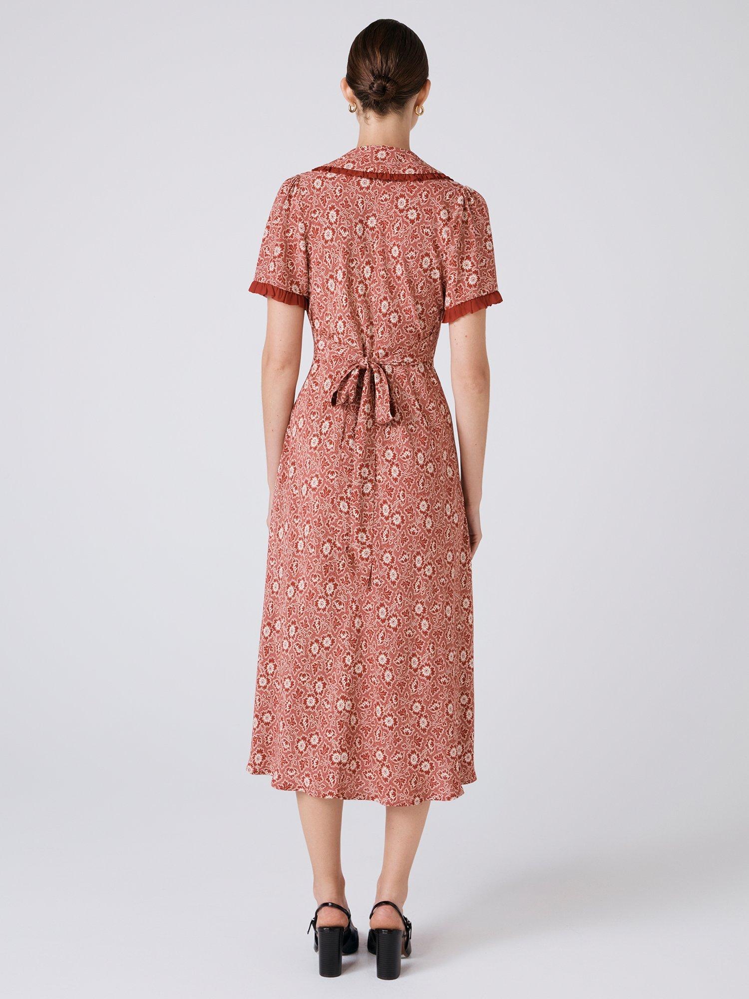 Product image 6 of 6, which shows Ghost Taylor Floral Midi Dress, Red, XS