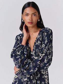 Ghost Wren Floral Midi Dress, Navy - view 2, Navy