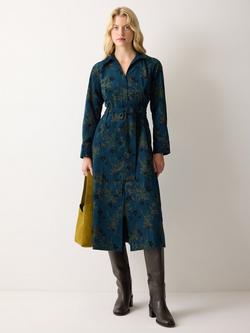 Jigsaw Chinoiserie Print Baby Corduroy Dress, Green