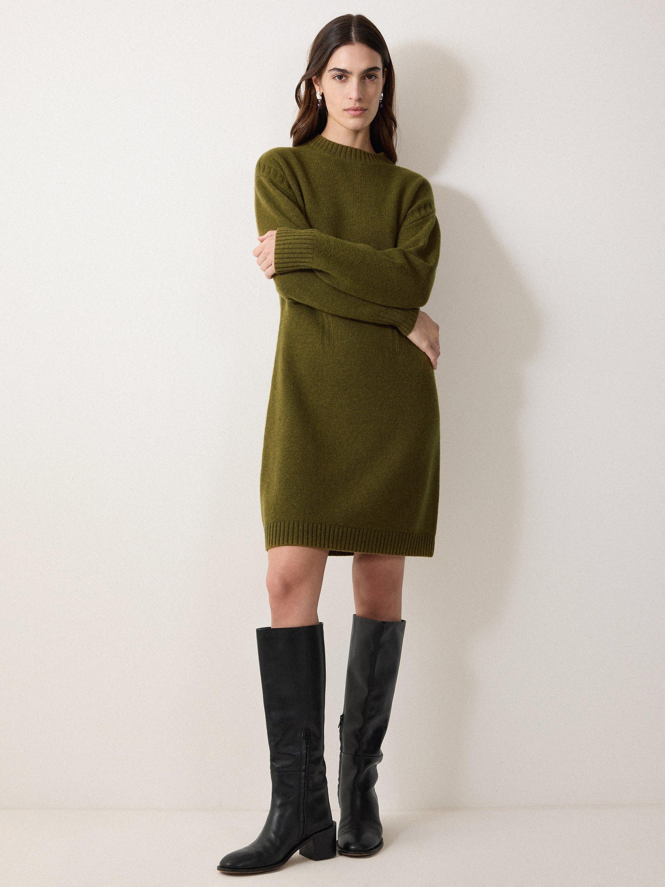 Jigsaw Knitted Mini Jumper Dress, Green