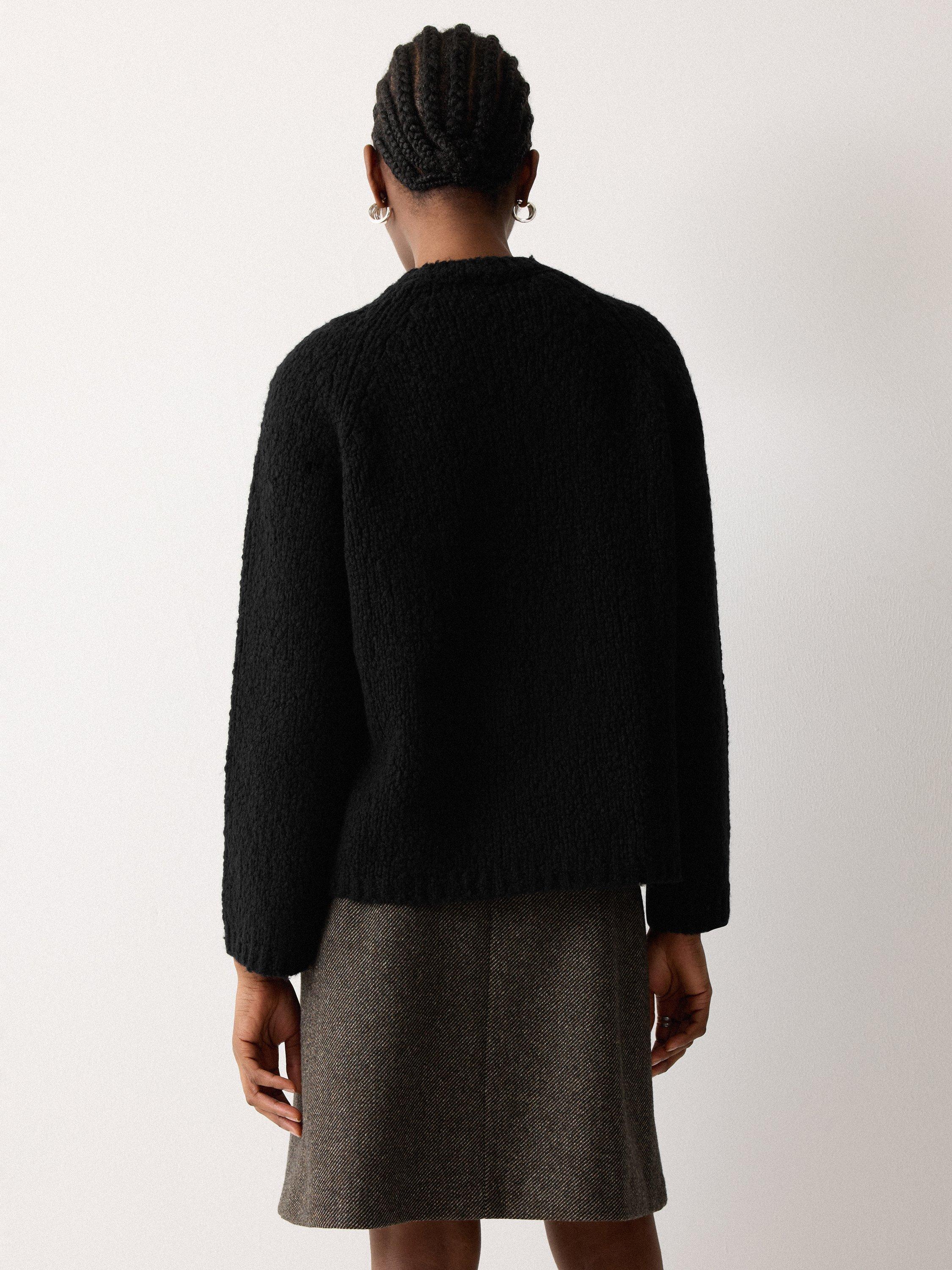 Product image 2 of 6, which shows Jigsaw Boucle Wool Rich Jumper, Black, XS