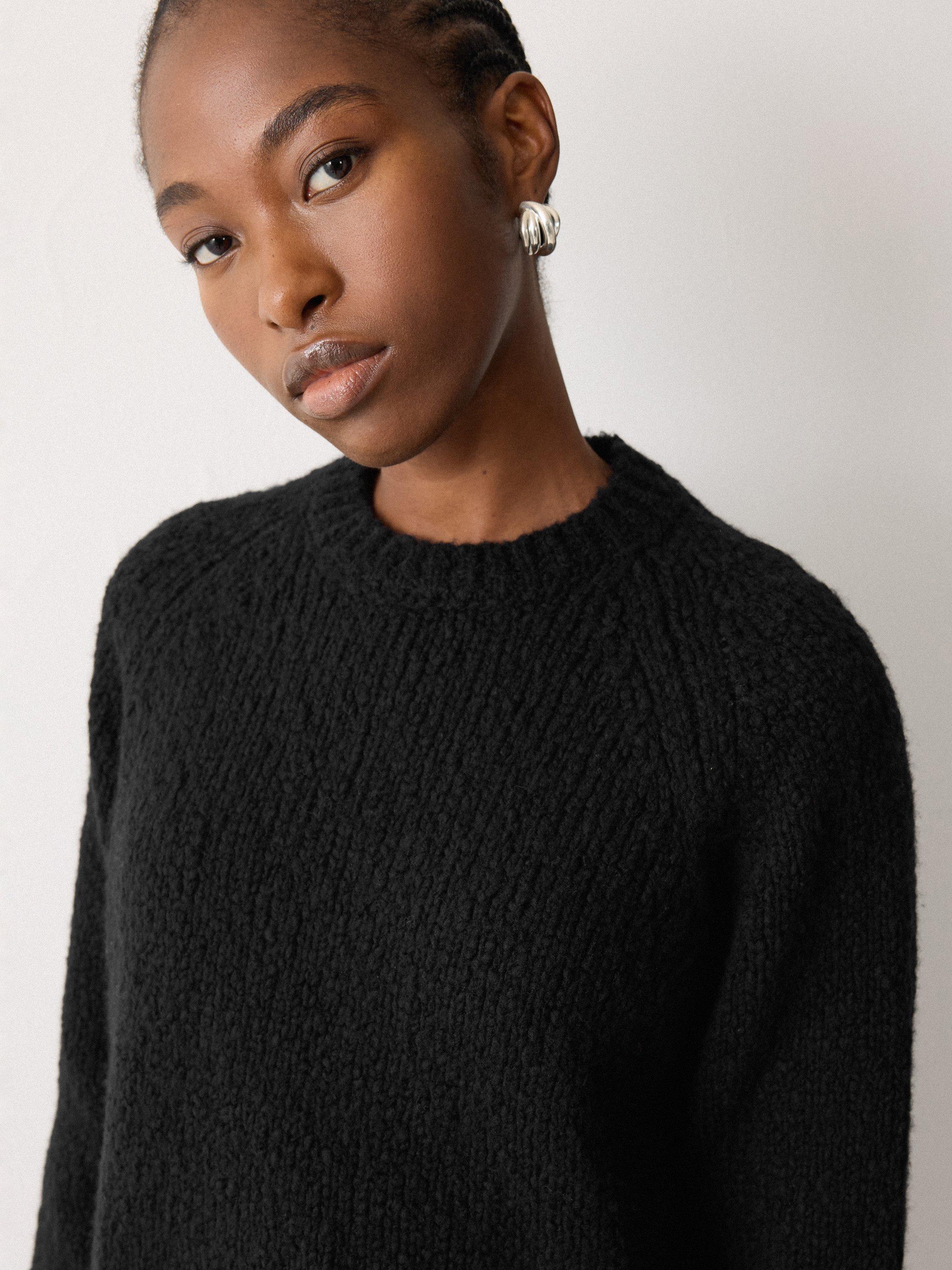 Product image 3 of 6, which shows Jigsaw Boucle Wool Rich Jumper, Black, XS