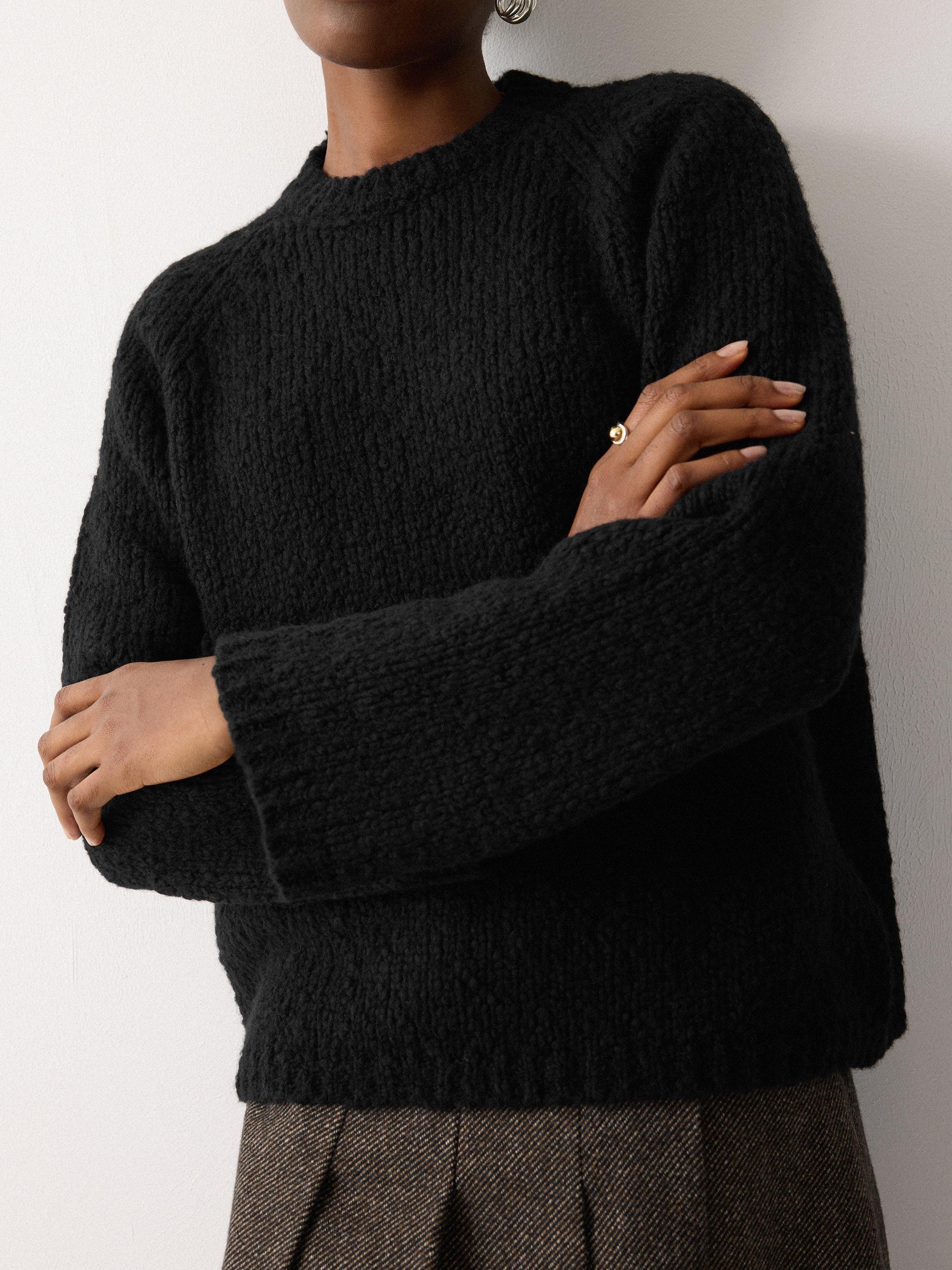 Product image 4 of 6, which shows Jigsaw Boucle Wool Rich Jumper, Black, XS