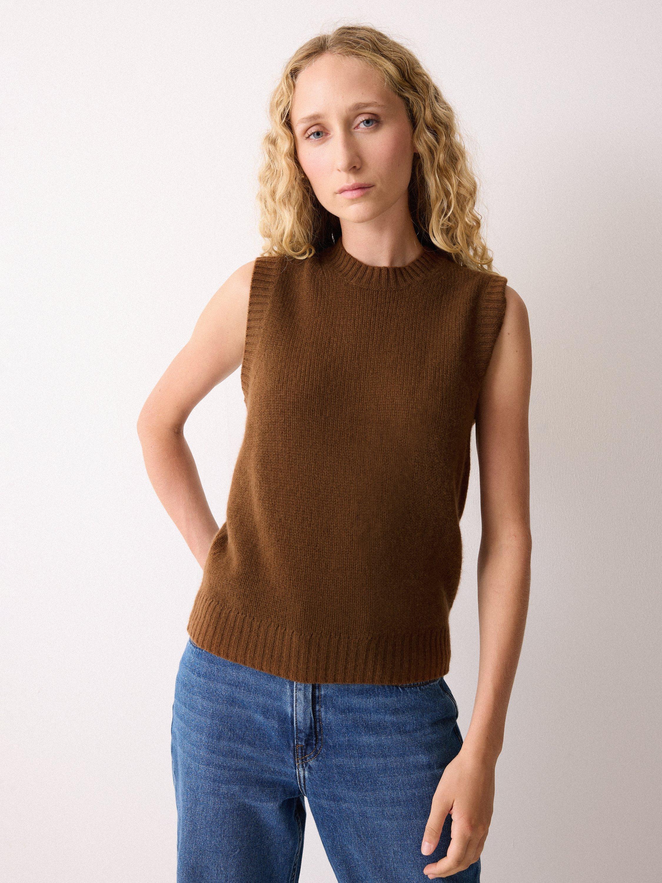 Product image 4 of 6, which shows Jigsaw Pure Cloud Cashmere Tank Top, Brown, XS