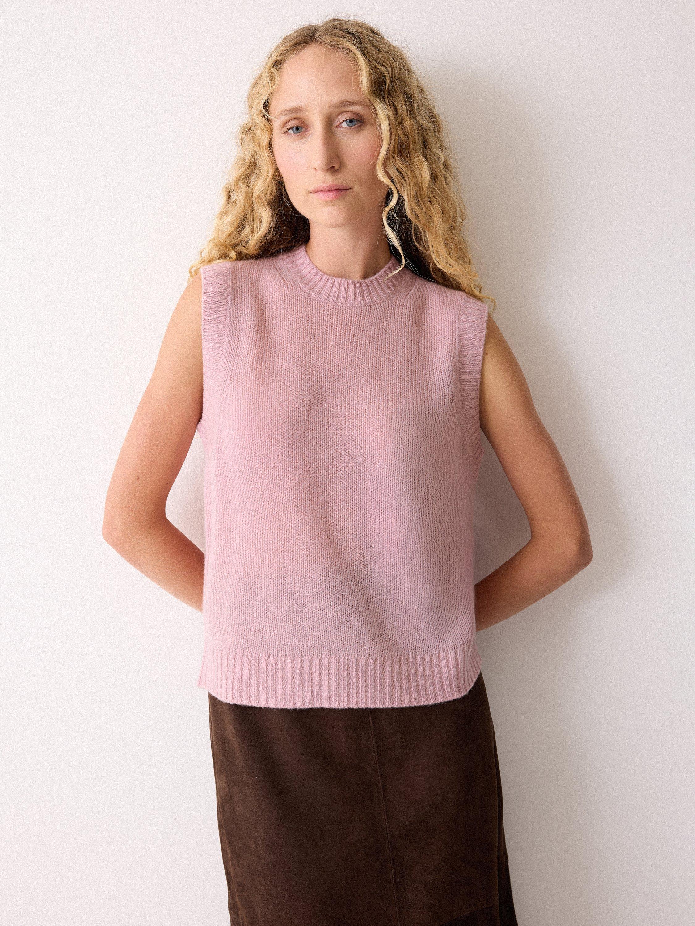 Product image 1 of 4, which shows Jigsaw Cloud Cashmere Crew Neck Tank Top, Pink, XS