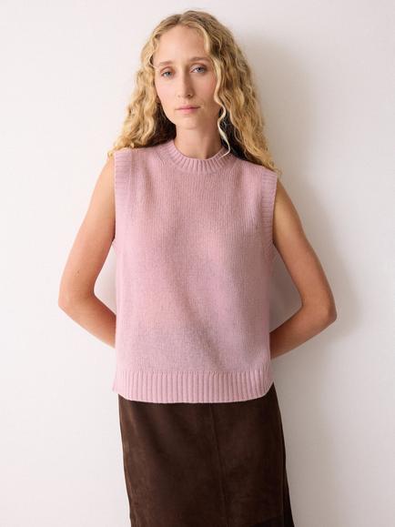 Jigsaw Cloud Cashmere Crew Neck Tank Top, Pink