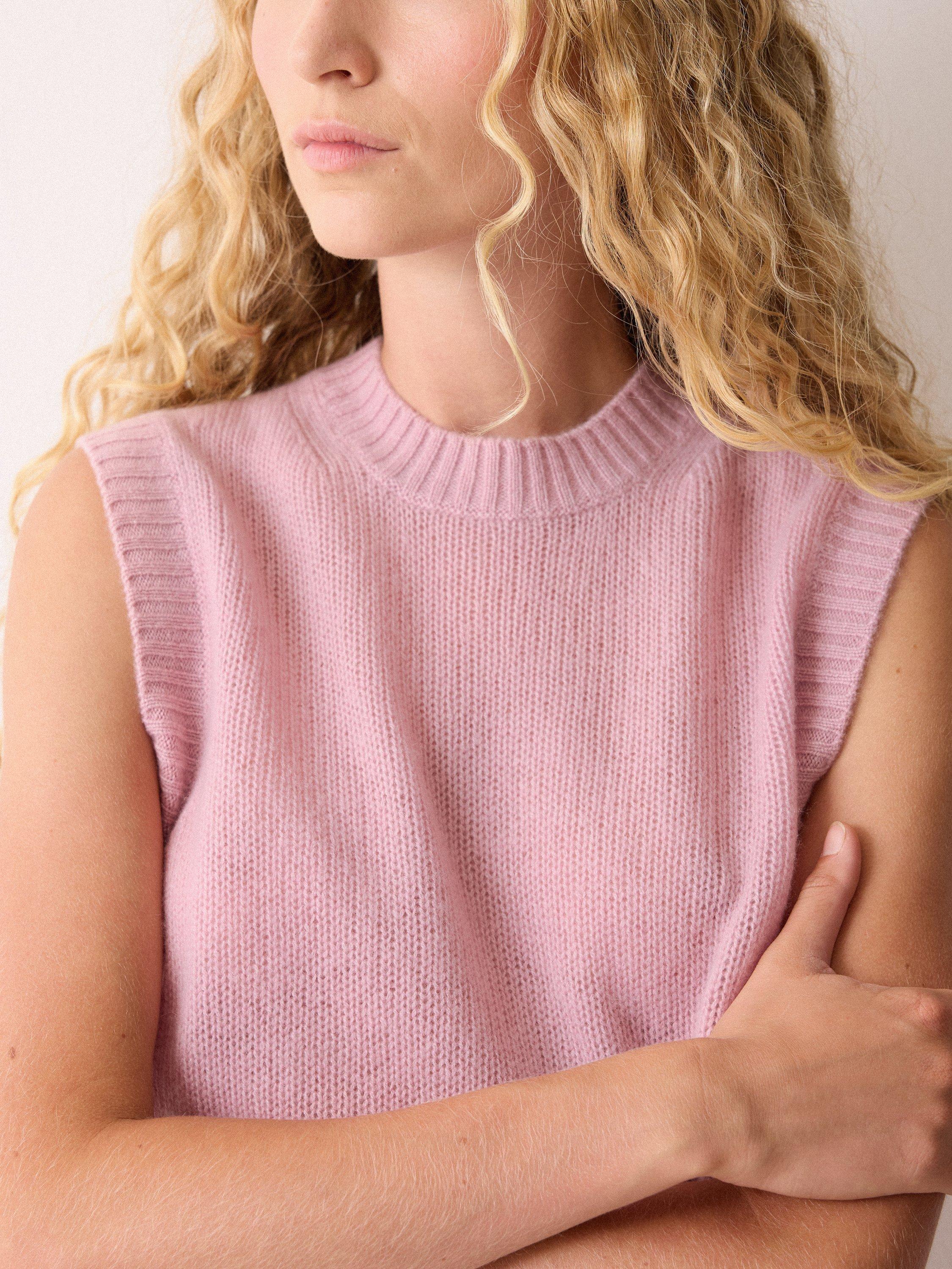 Product image 3 of 4, which shows Jigsaw Cloud Cashmere Crew Neck Tank Top, Pink, XS