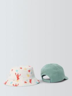 John Lewis Baby Lobster Bucket Hat & Cap Set, Green - view 2, Green