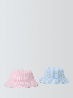 John Lewis Baby Daisy/Stripe Hats, Pack of 2, Blue Multi - view 2, Blue Multi