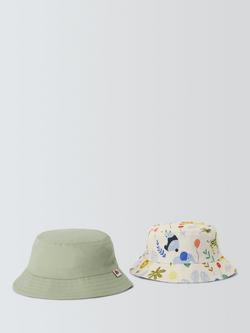 John Lewis Baby Safari Bucket Hat, Pack of 2, White Multi, White Multi