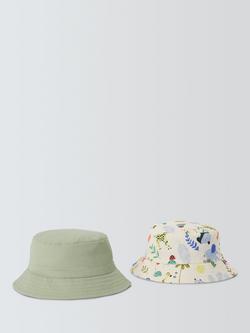 John Lewis Baby Safari Bucket Hat, Pack of 2, White Multi - view 2, White Multi