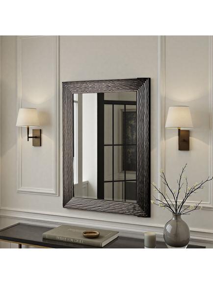 Yearn Fluted Rectangular Frame Wall Mirror, Bronze, Bronze