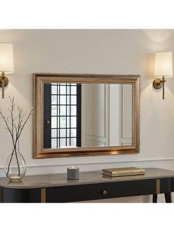 Yearn Ribbed Rectangular Frame Wall Mirror, Champagne, Champagne