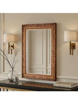 Yearn Carved Rectangular Wall Mirror, Gold, Gold