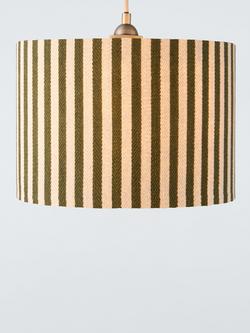 John Lewis Herringbone Stripe Drum Lampshade - view 2, Avocado