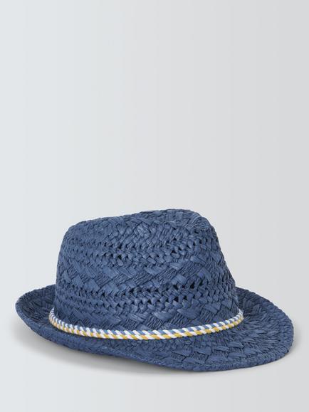 John Lewis Kids' Straw Hat, Navy Blue - view 2, Navy Blue