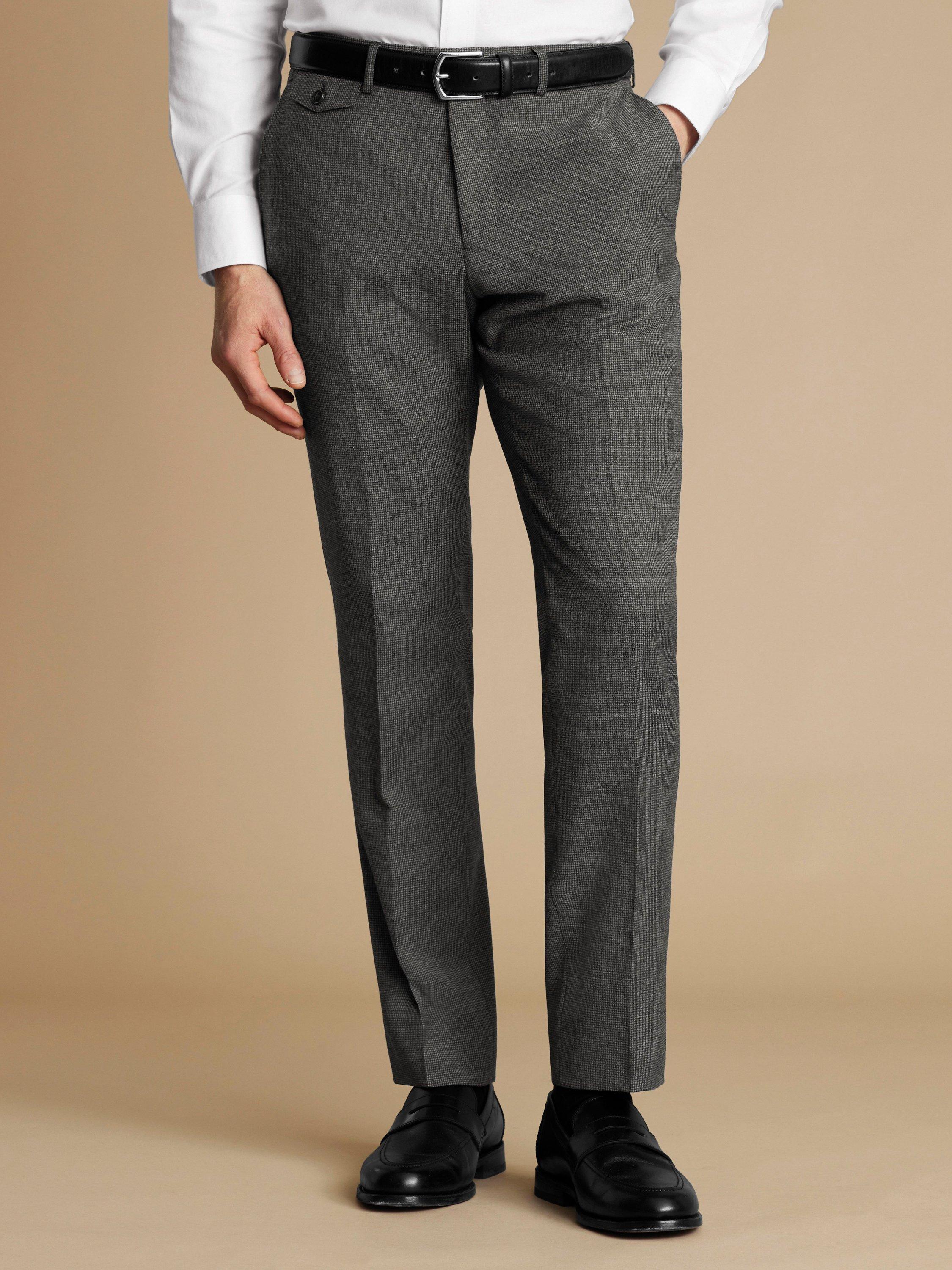 Product image 1 of 4, which shows Charles Tyrwhitt Slim Wool Blend Suit Trousers, Grey, 32R