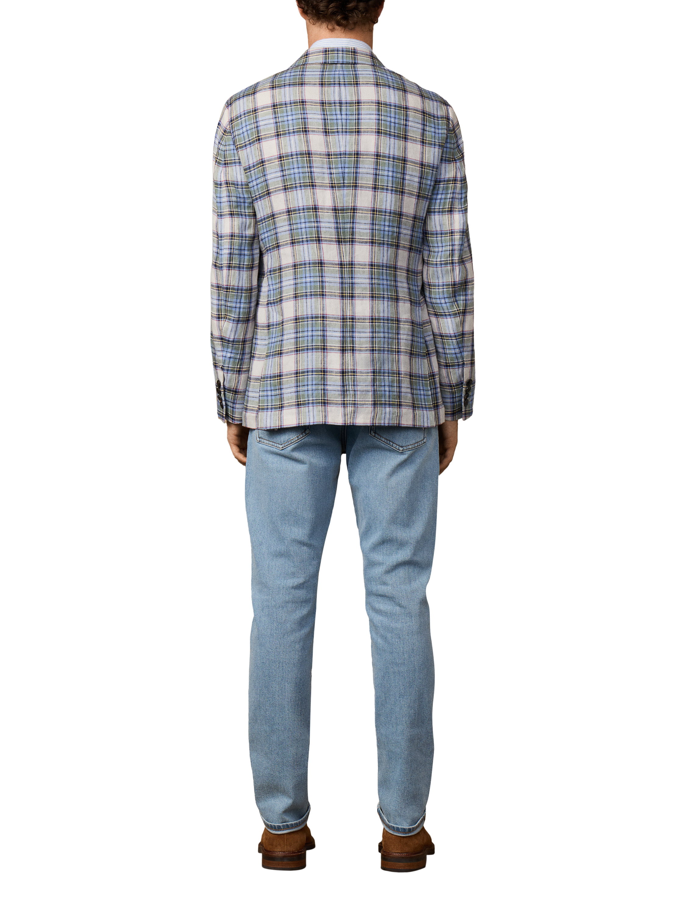 Product image 3 of 7, which shows Hackett London Pure Linen Check Blazer, Multi, 36