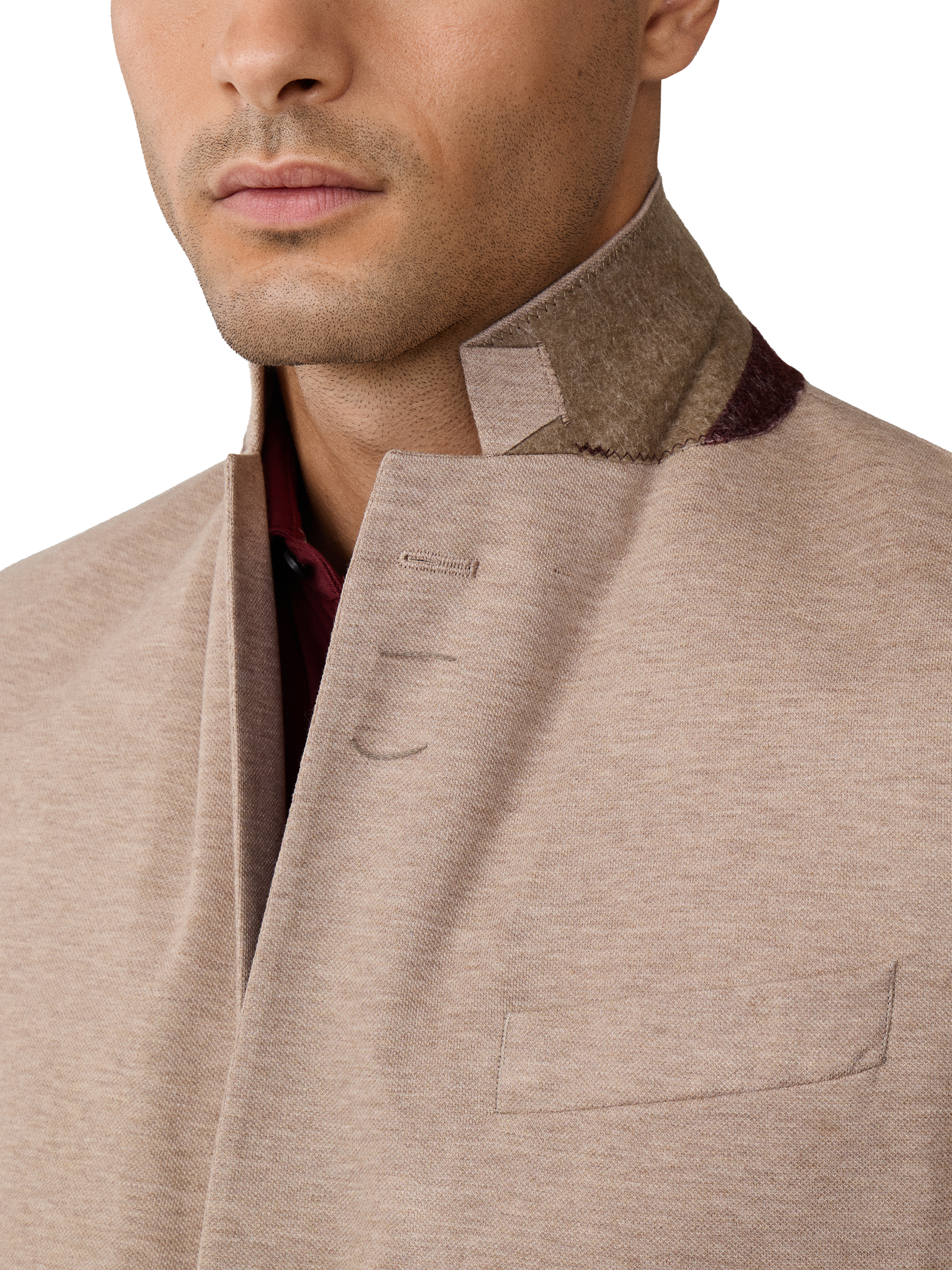 Product image 5 of 8, which shows Hackett London Cotton Notched Single Breasted Blazer, Taupe Beige, 36