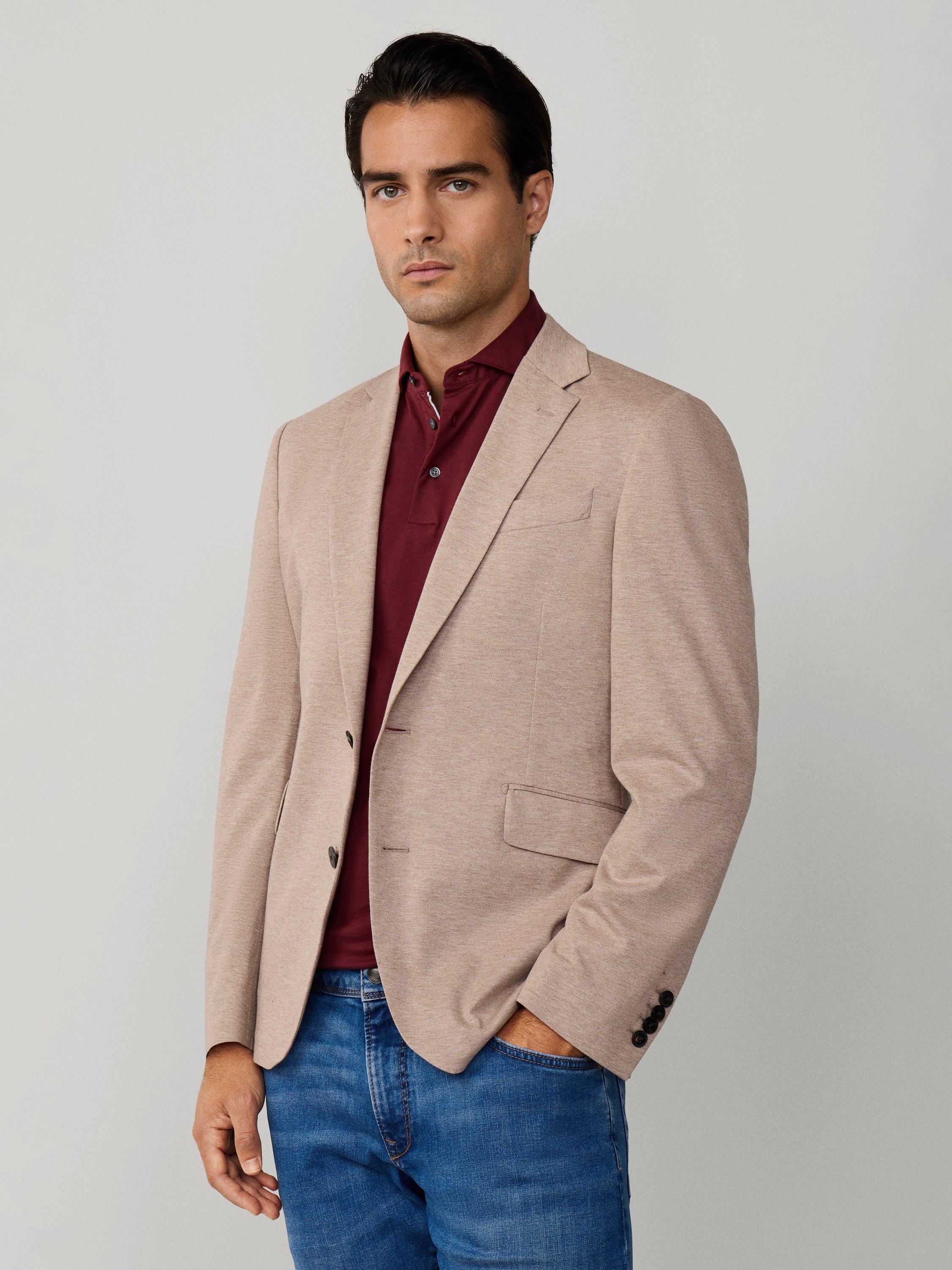 Product image 7 of 8, which shows Hackett London Cotton Notched Single Breasted Blazer, Taupe Beige, 36