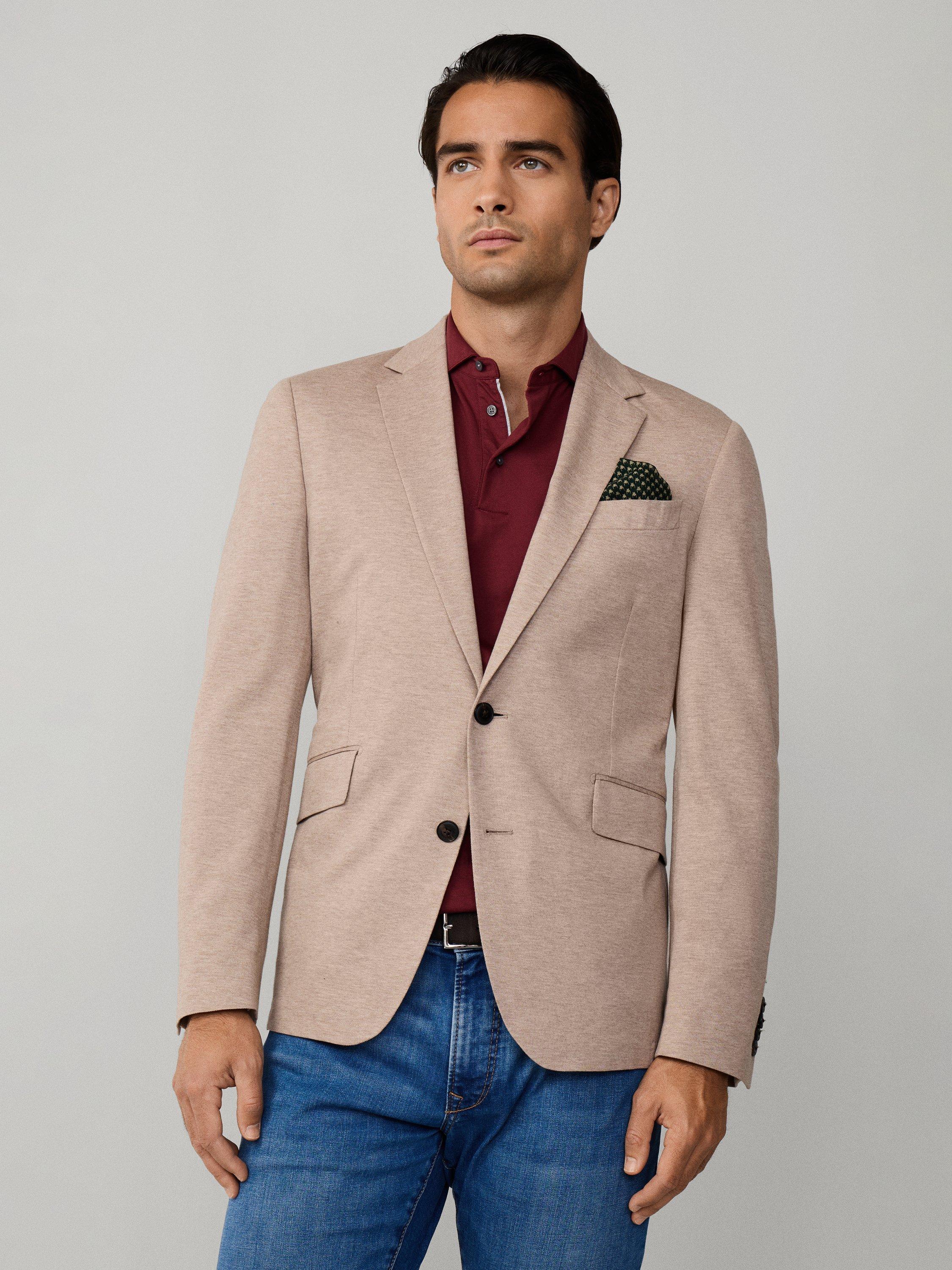 Product image 8 of 8, which shows Hackett London Cotton Notched Single Breasted Blazer, Taupe Beige, 36
