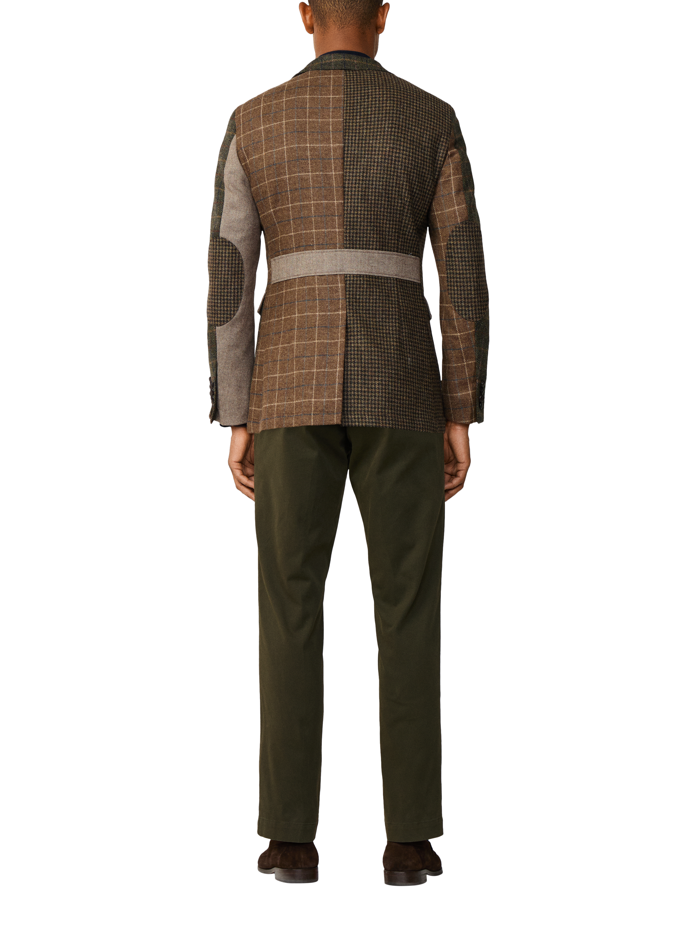 Product image 3 of 7, which shows Hackett London Wool Blend Patchwork Blazer, Brown, 36
