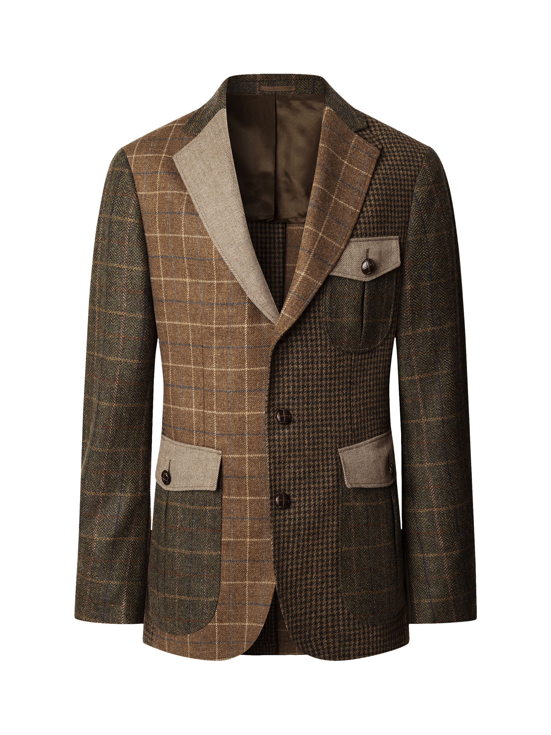 Product image 4 of 7, which shows Hackett London Wool Blend Patchwork Blazer, Brown, 36