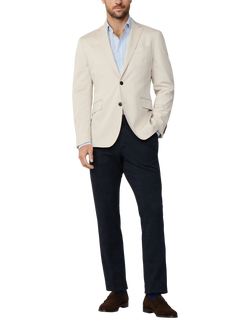 Hackett London Cotton Blend Notched Blazer, Taupe Beige - view 2, Taupe Beige