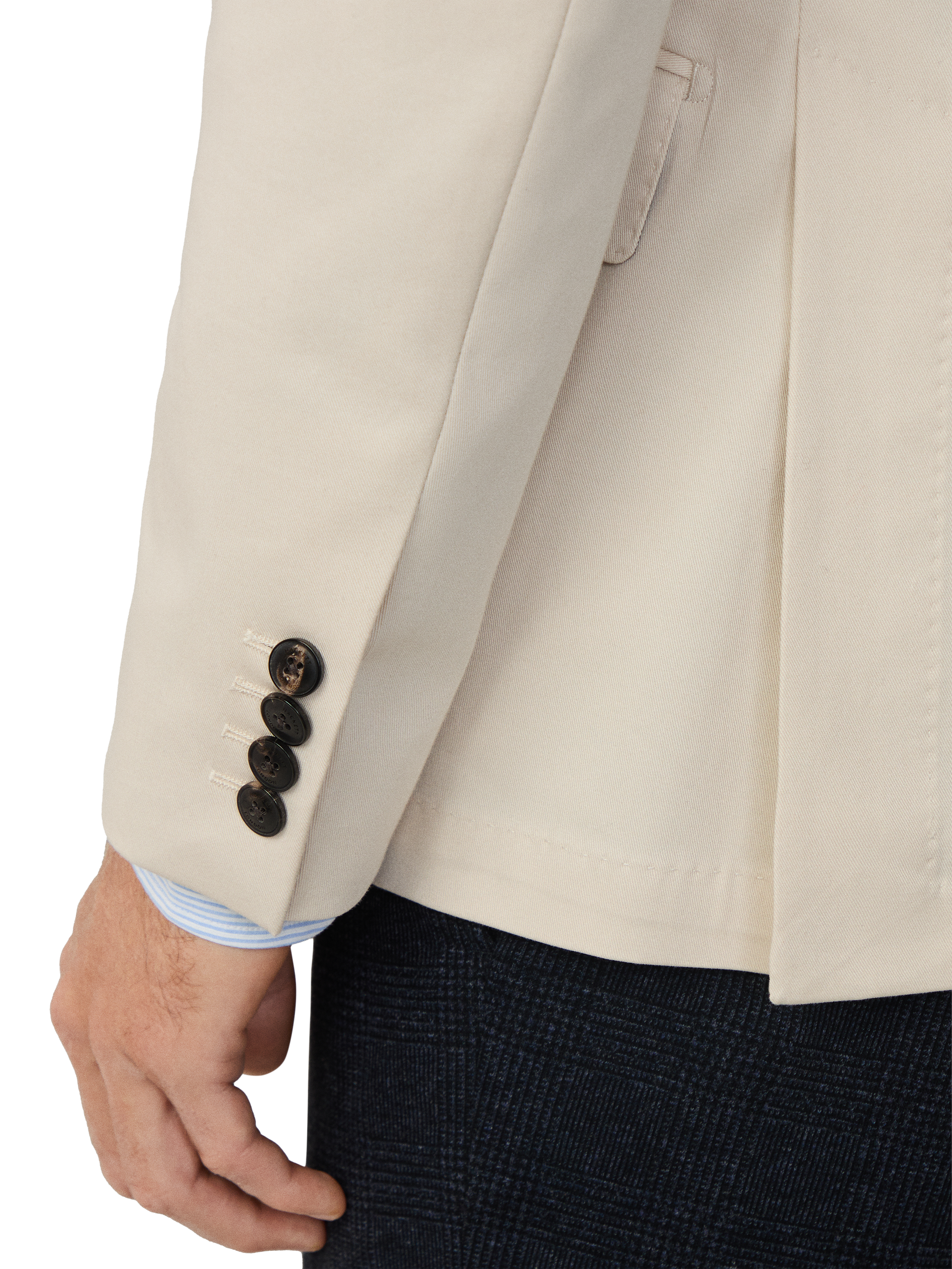 Product image 6 of 7, which shows Hackett London Cotton Blend Notched Blazer, Taupe Beige, 48