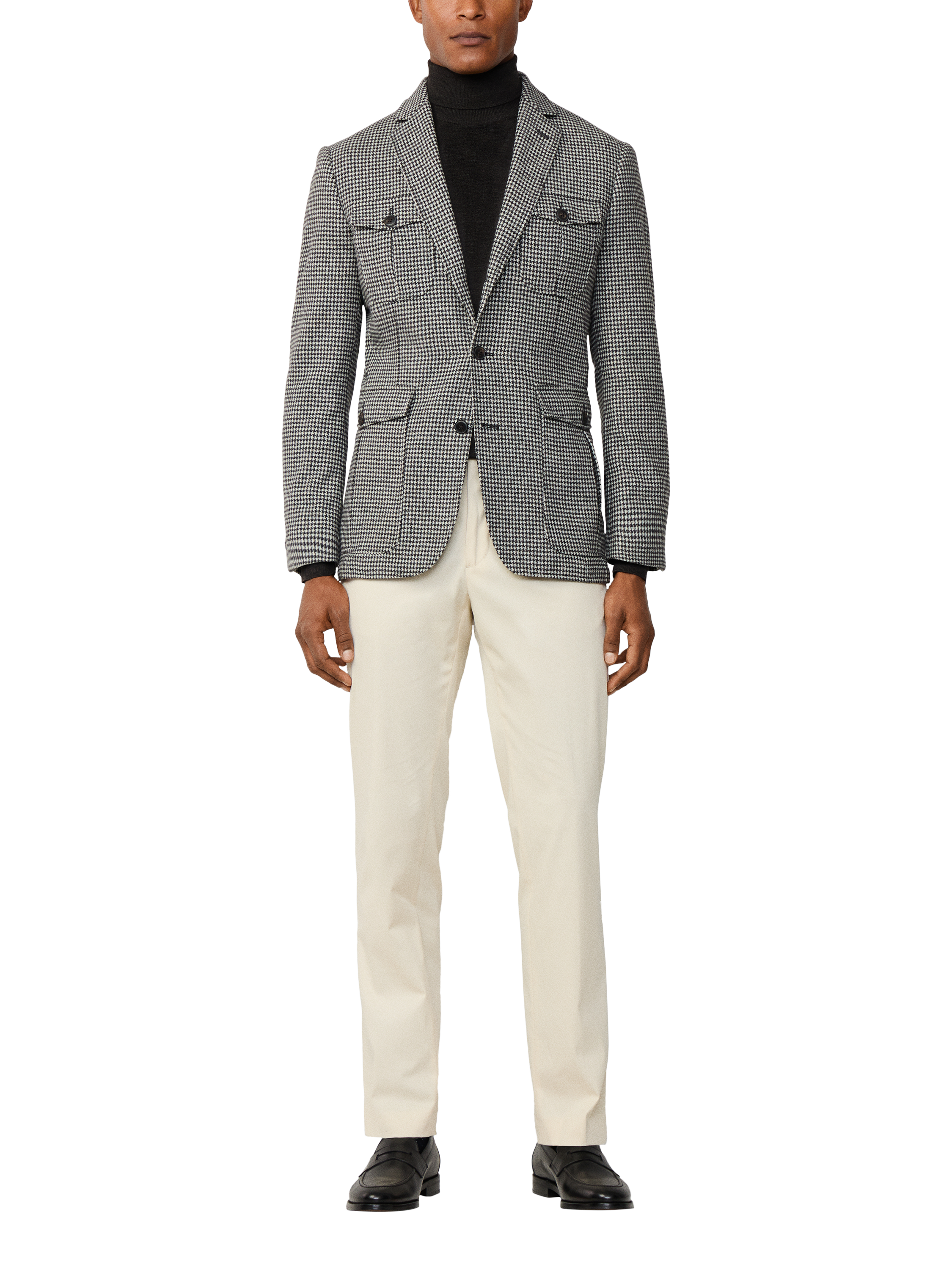 Product image 2 of 7, which shows Hackett London Safari Block Houndstooth Wool Blend Blazer, Granite Grey, 48