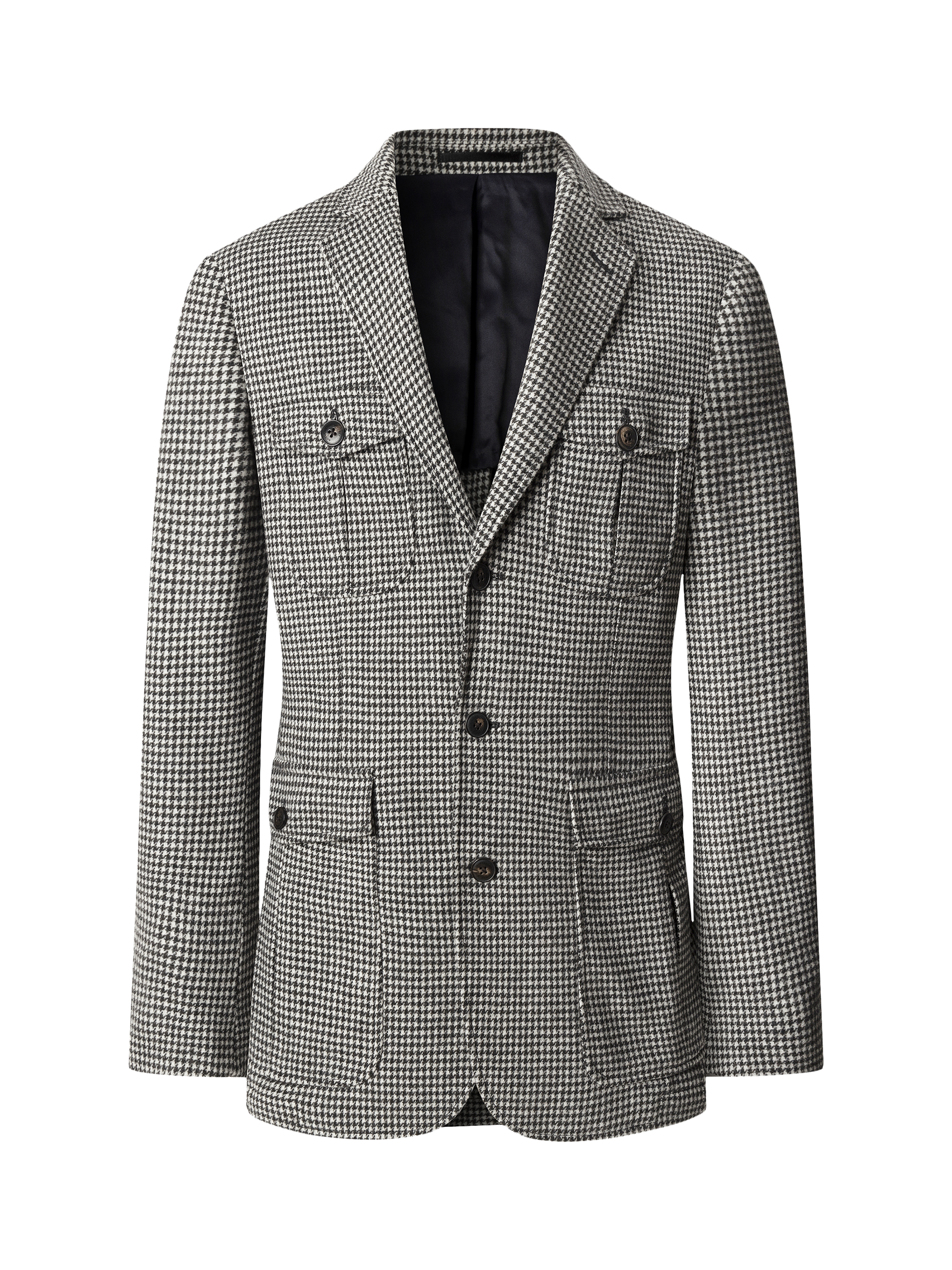 Product image 4 of 7, which shows Hackett London Safari Block Houndstooth Wool Blend Blazer, Granite Grey, 48