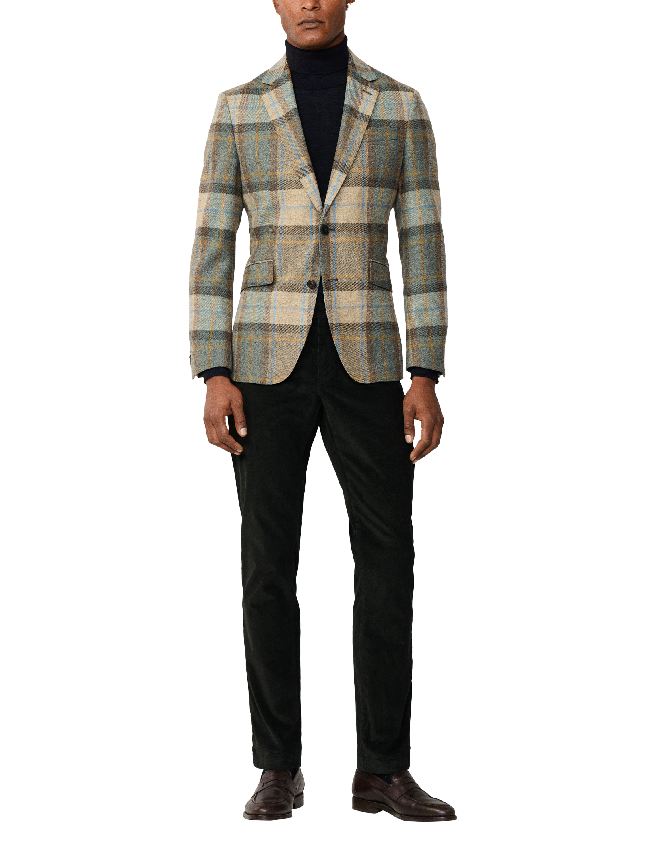 Product image 2 of 8, which shows Hackett London Ascot Block Check Wool Blazer, Malt Beige/Multi, 36