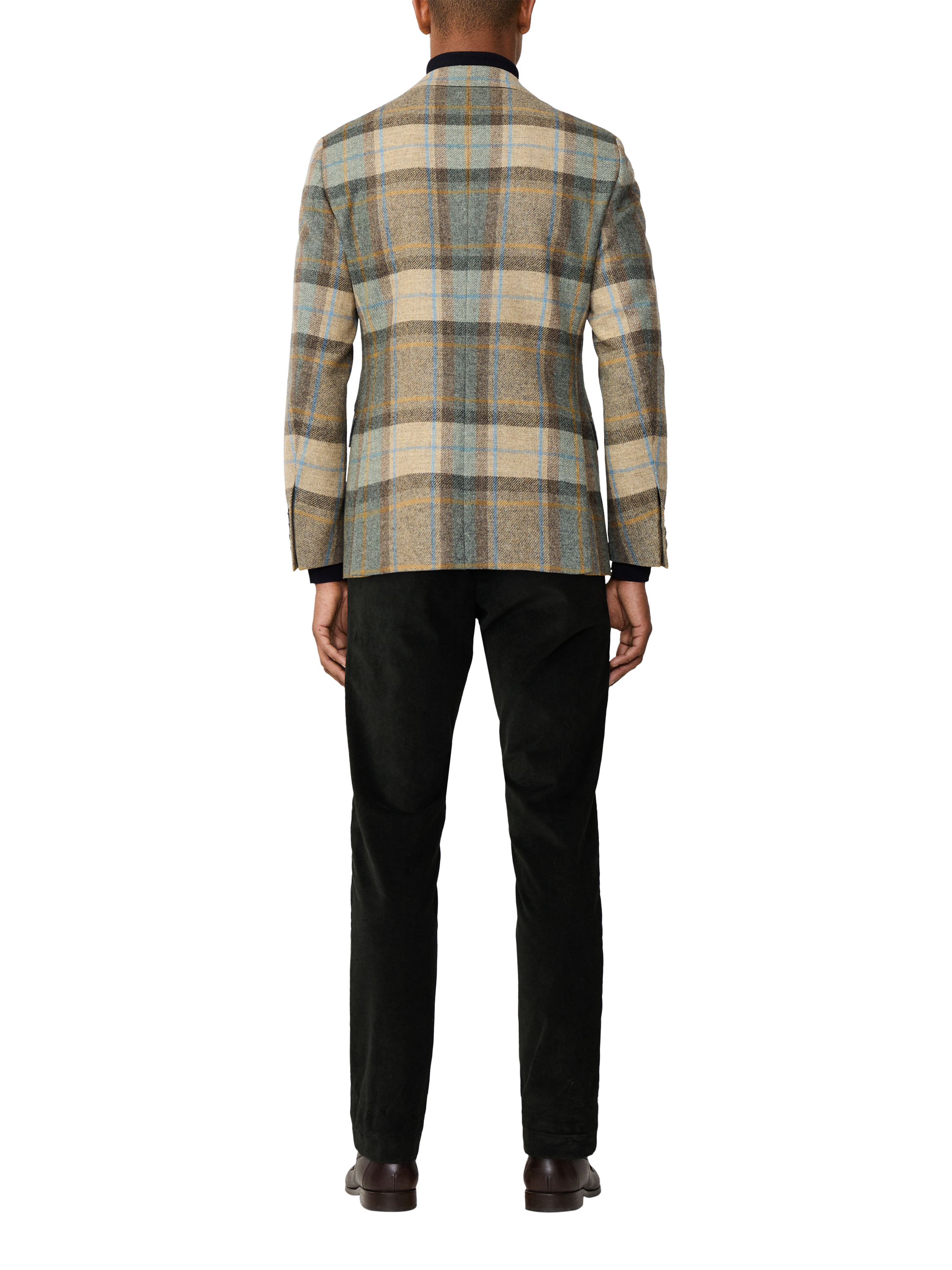 Product image 3 of 8, which shows Hackett London Ascot Block Check Wool Blazer, Malt Beige/Multi, 36