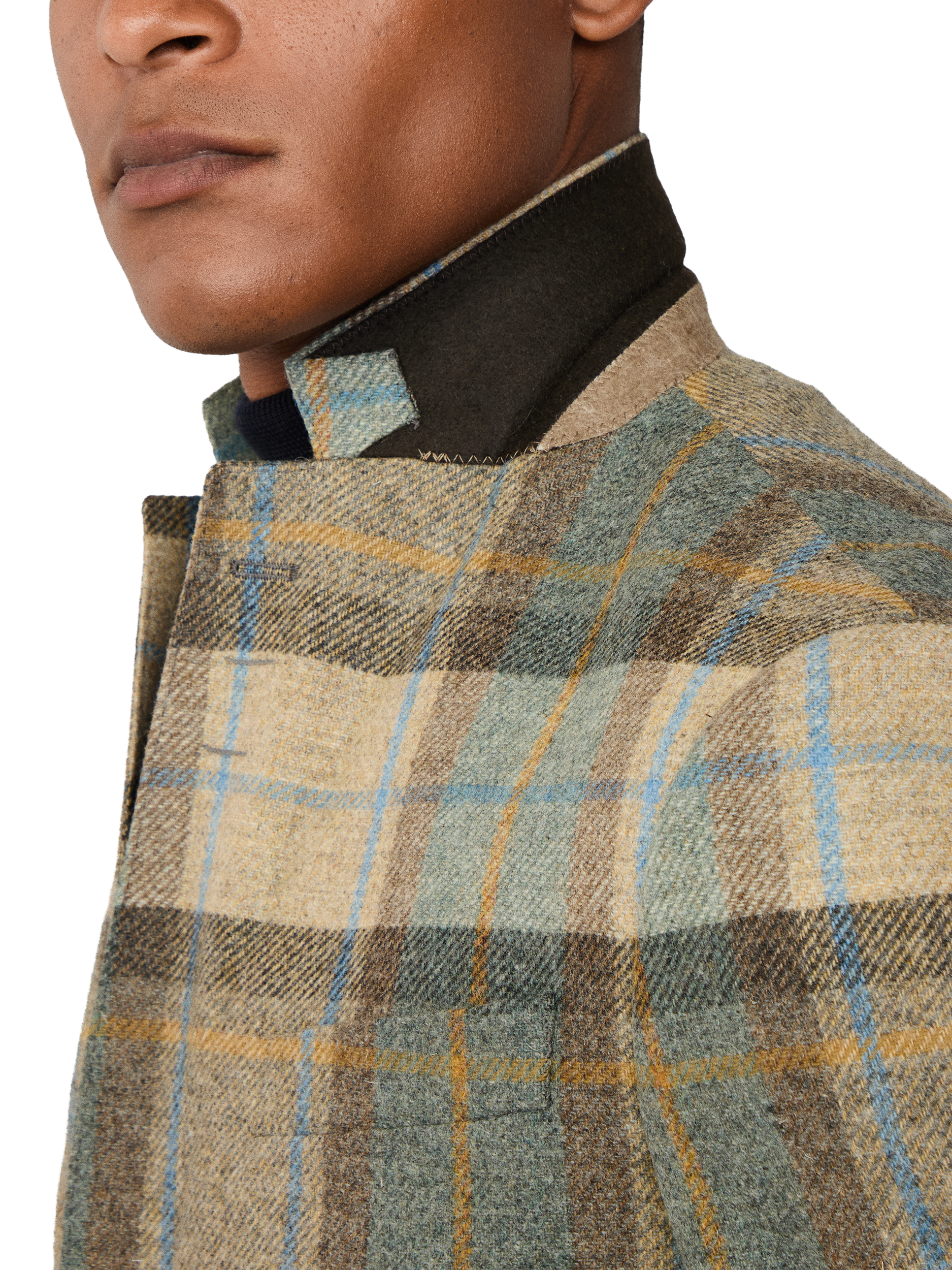 Product image 5 of 8, which shows Hackett London Ascot Block Check Wool Blazer, Malt Beige/Multi, 36