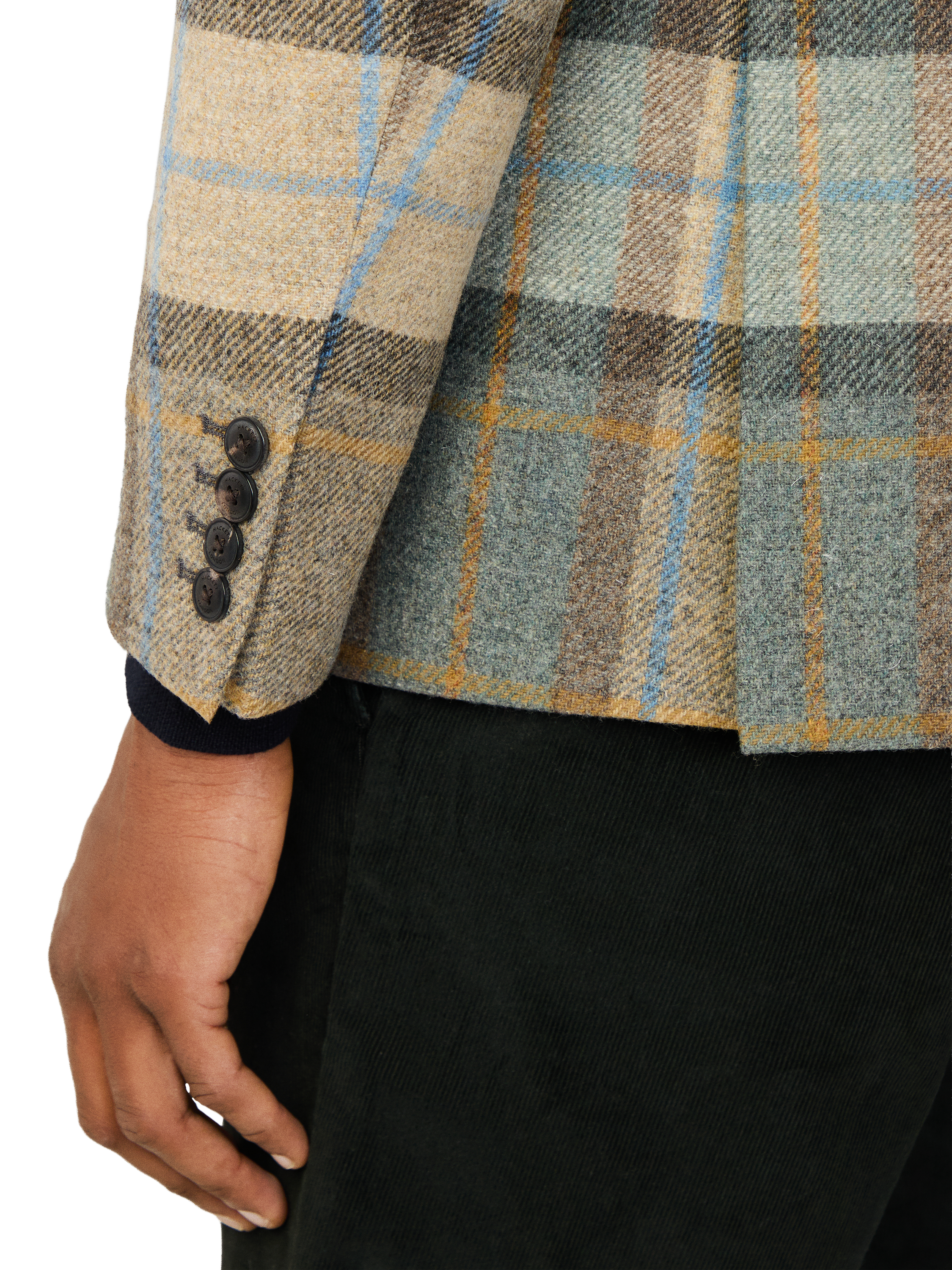Product image 6 of 8, which shows Hackett London Ascot Block Check Wool Blazer, Malt Beige/Multi, 36