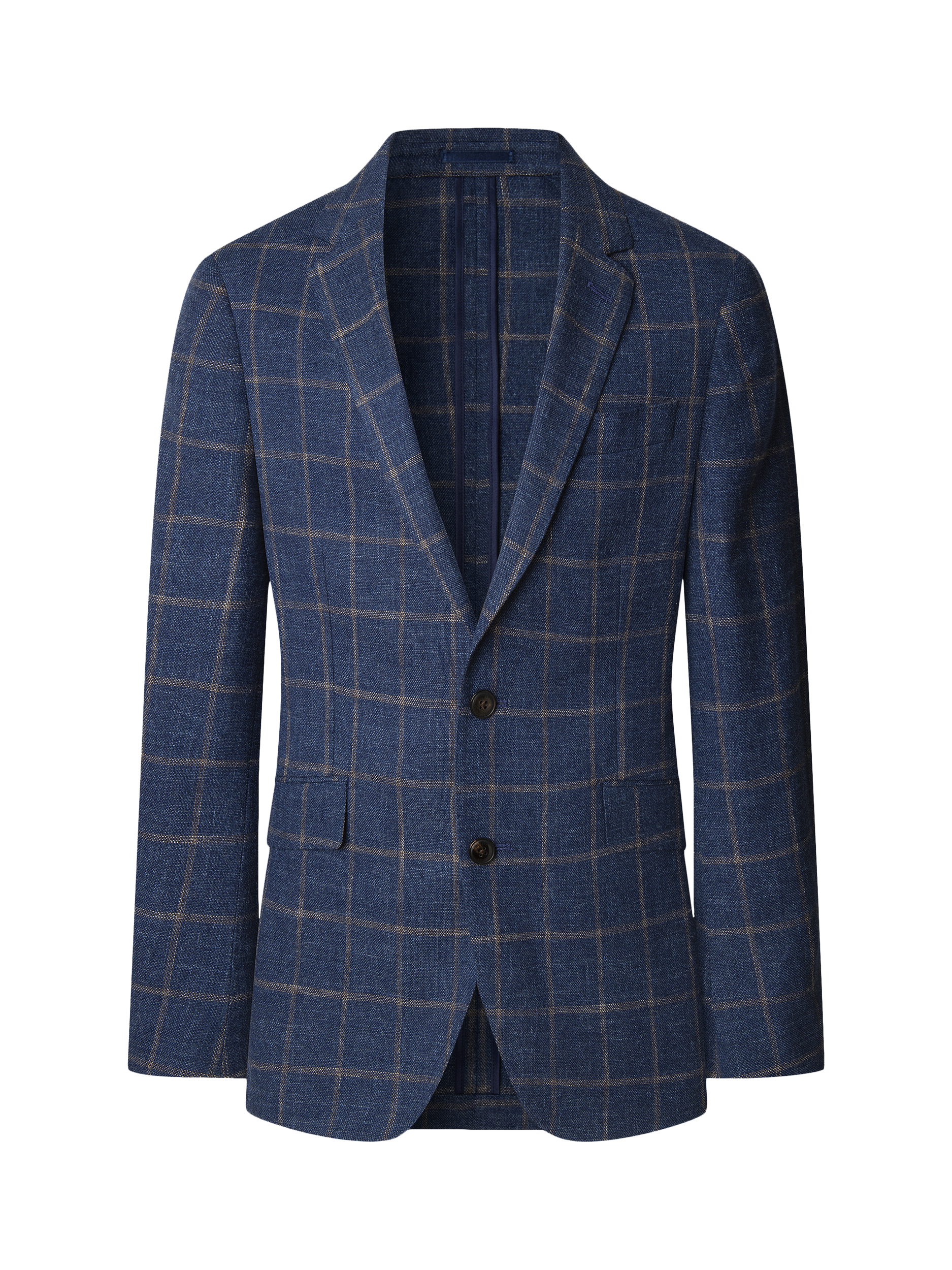 Product image 4 of 5, which shows Hackett London Cotton Blend Windowpane Check Blazer, Blue, 48