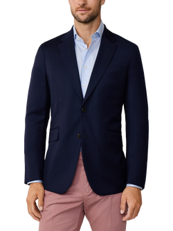 Hackett London Pure Wool Single Breasted Blazer, Navy, Navy