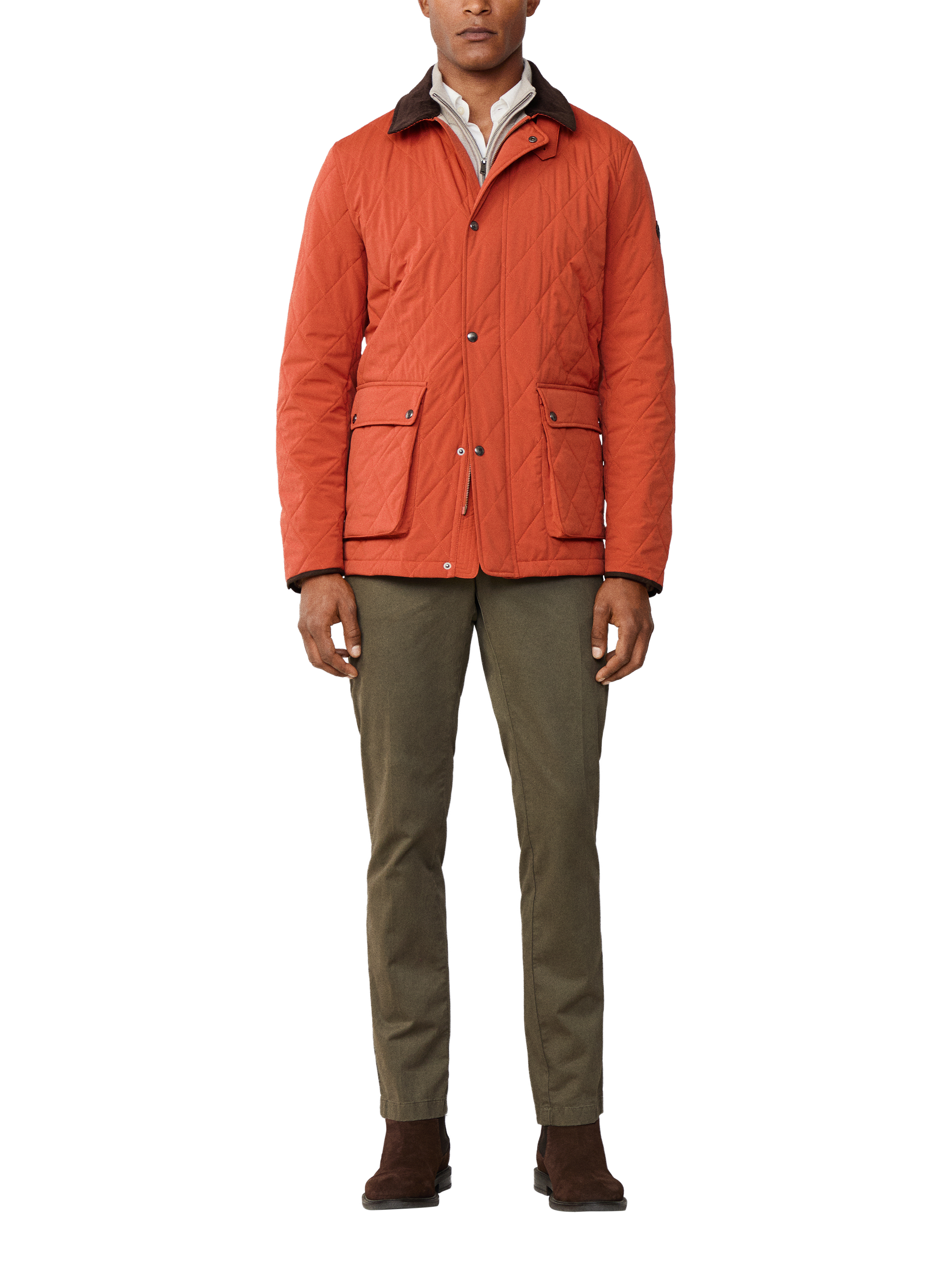 Product image 2 of 8, which shows Hackett London Diamond Quilt Jacket, Burnt Orange, XXL