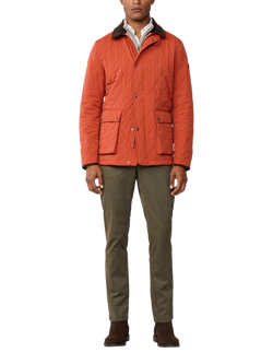 Hackett London Diamond Quilt Jacket, Burnt Orange - view 2, Burnt Orange
