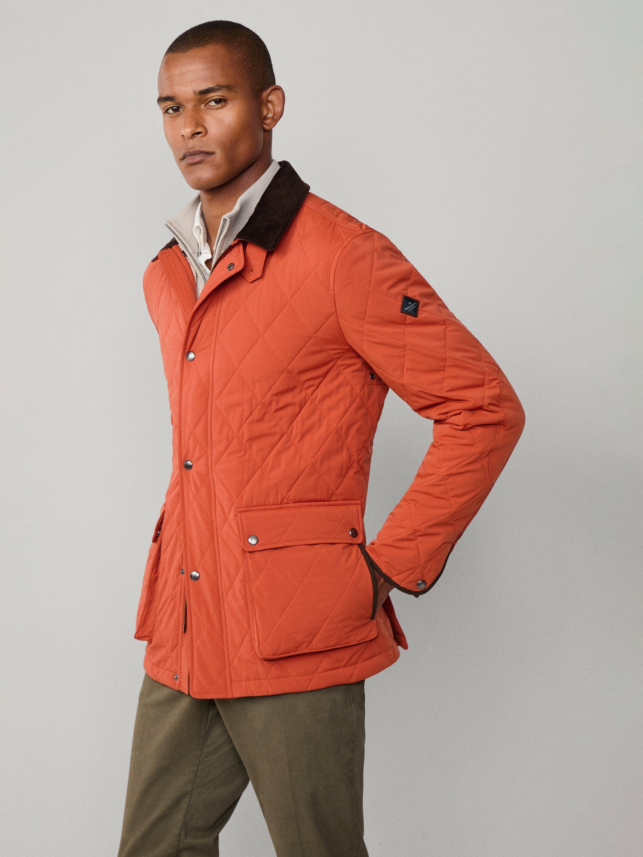 Product image 7 of 8, which shows Hackett London Diamond Quilt Jacket, Burnt Orange, XXL