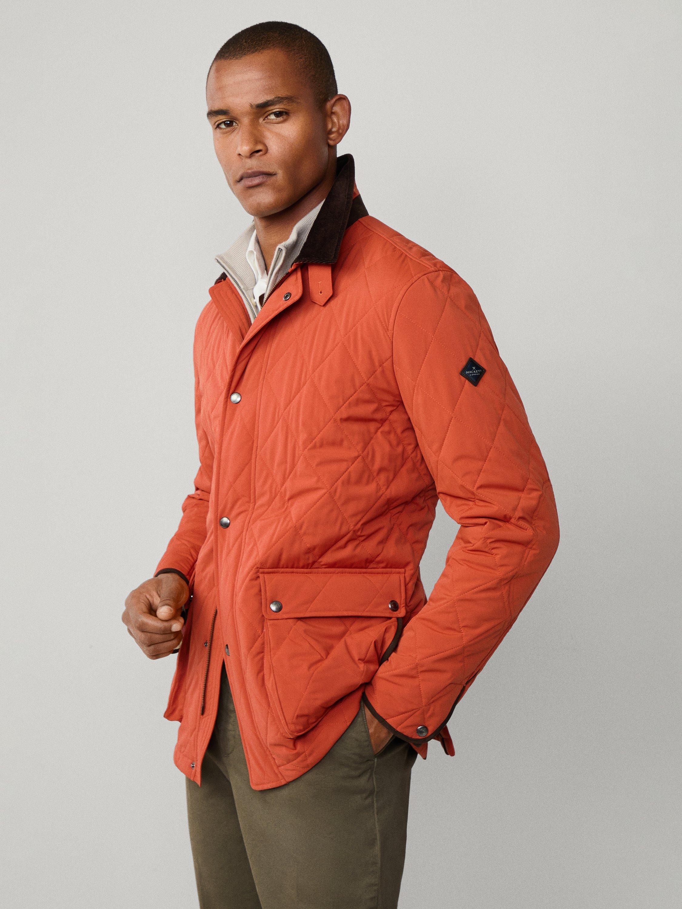Product image 8 of 8, which shows Hackett London Diamond Quilt Jacket, Burnt Orange, XXL
