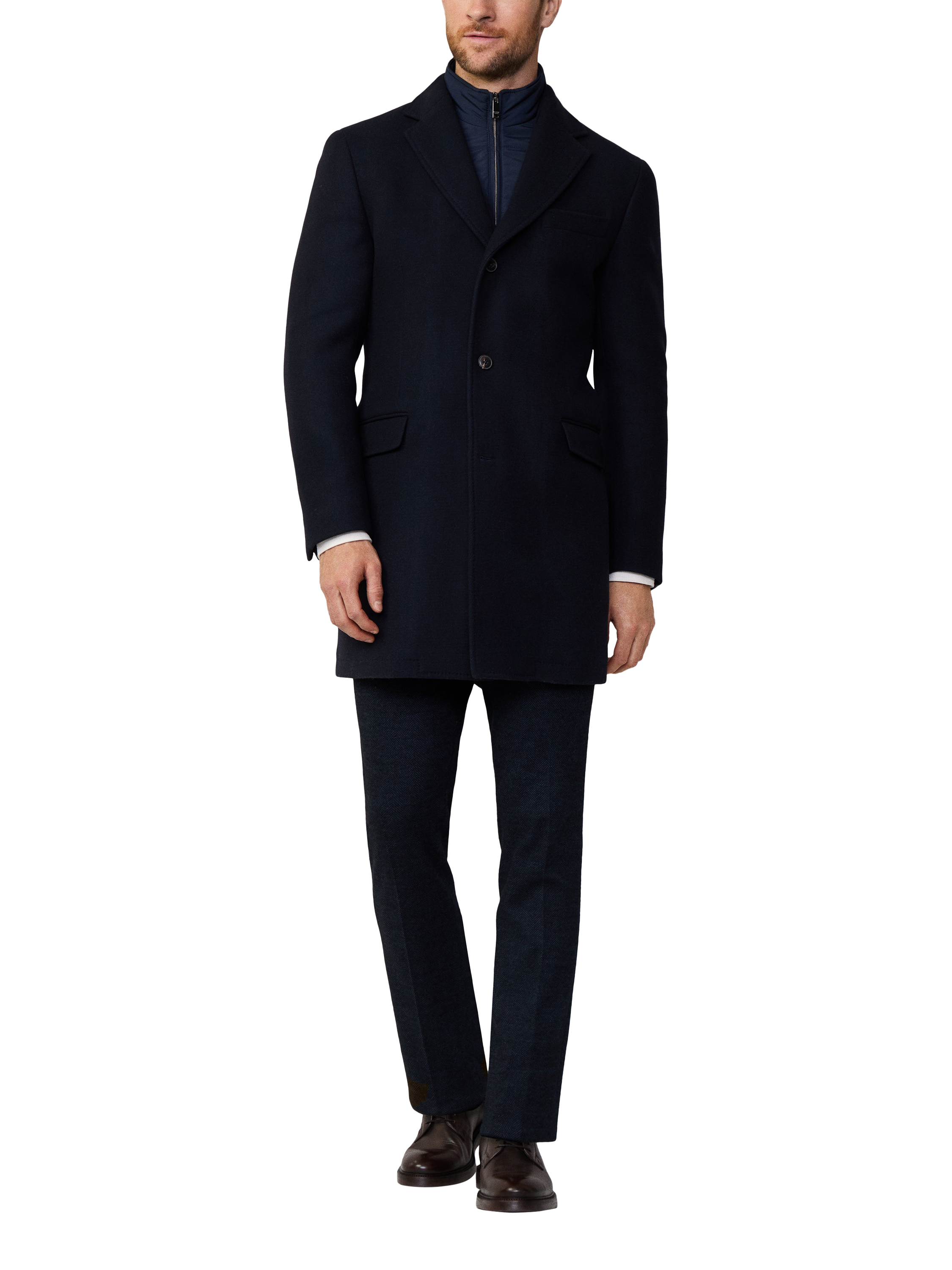 Product image 2 of 5, which shows Hackett London Wool Blend with Cashmere Overcoat, Navy, 34R