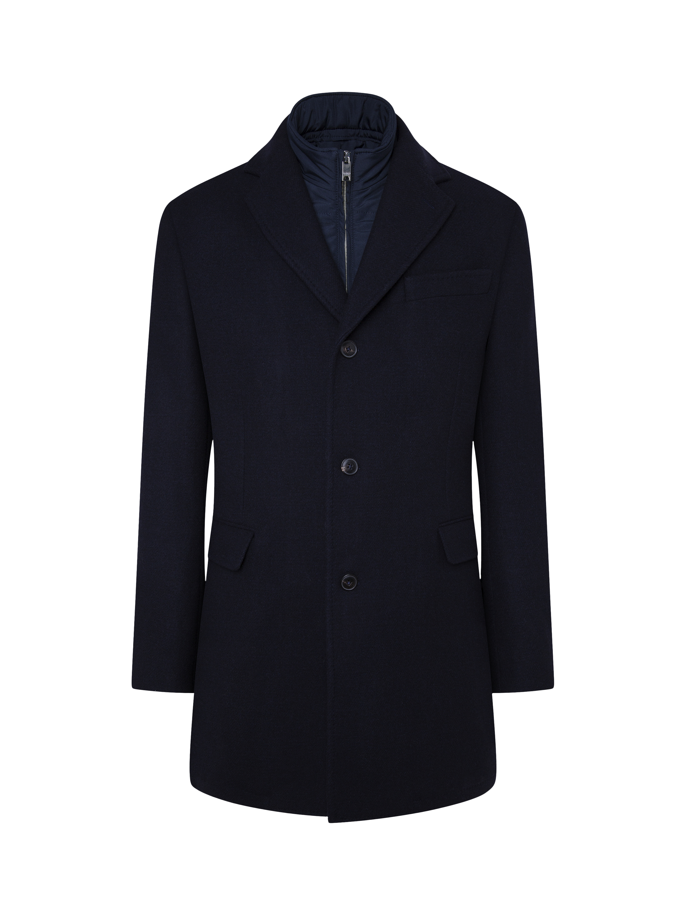 Product image 3 of 5, which shows Hackett London Wool Blend with Cashmere Overcoat, Navy, 34R