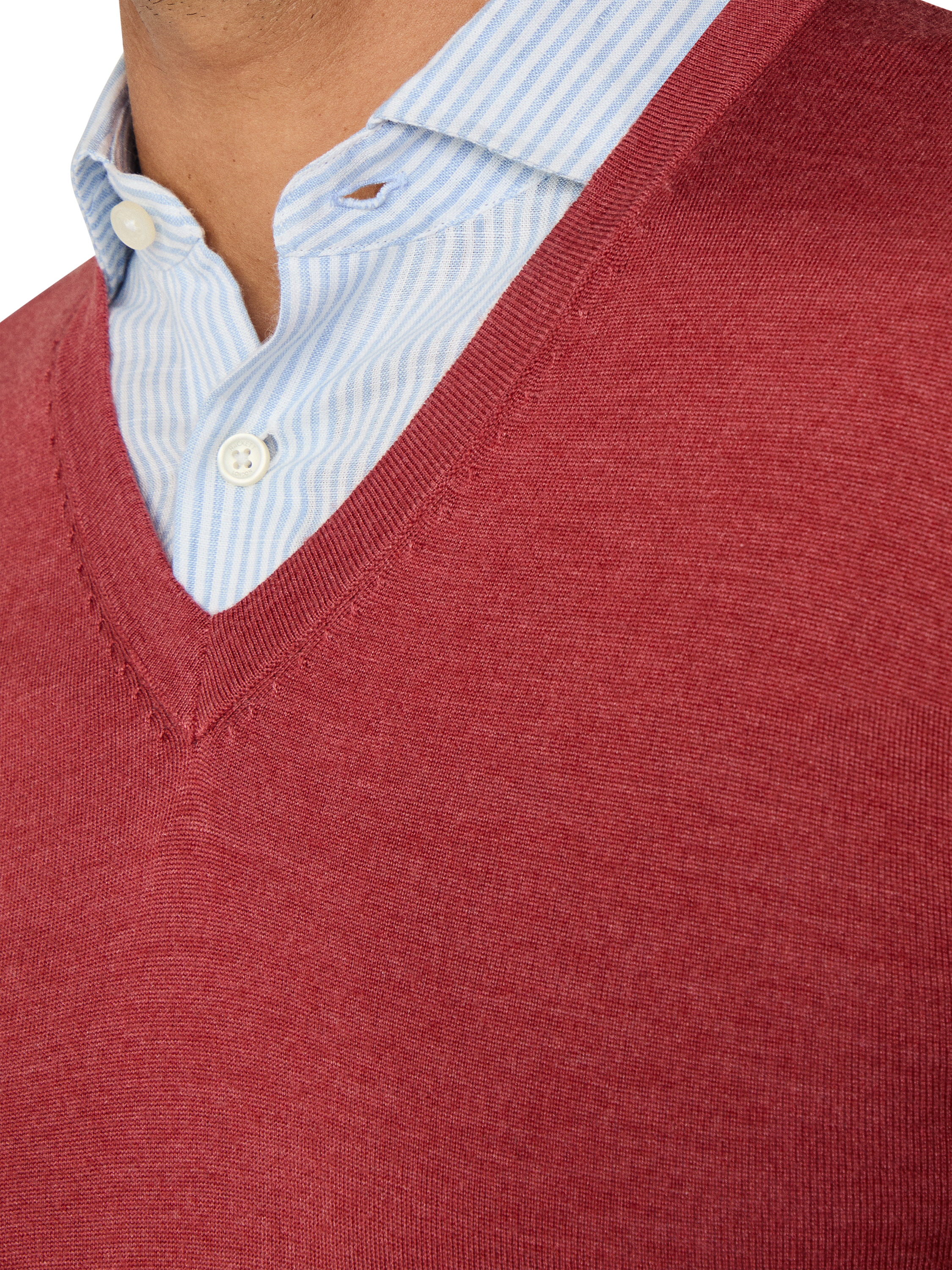 Product image 5 of 8, which shows Hackett London Wool Blend V Neck Jumper, Burnt Red, XXXL