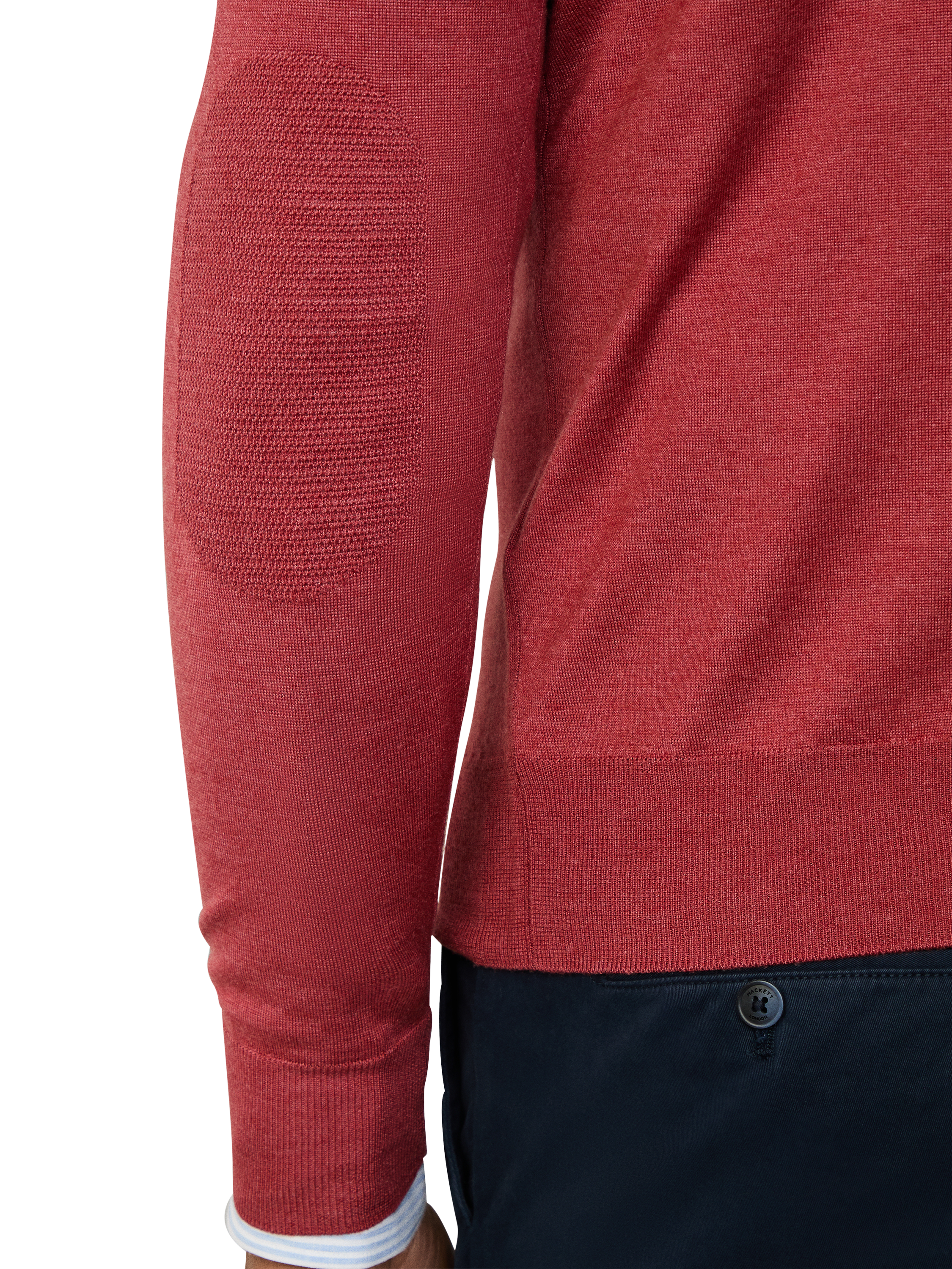 Product image 6 of 8, which shows Hackett London Wool Blend V Neck Jumper, Burnt Red, XXXL