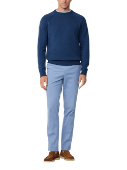 Hackett London Linen Blend Crew Neck Jumper - view 2, Dark Denim Blue