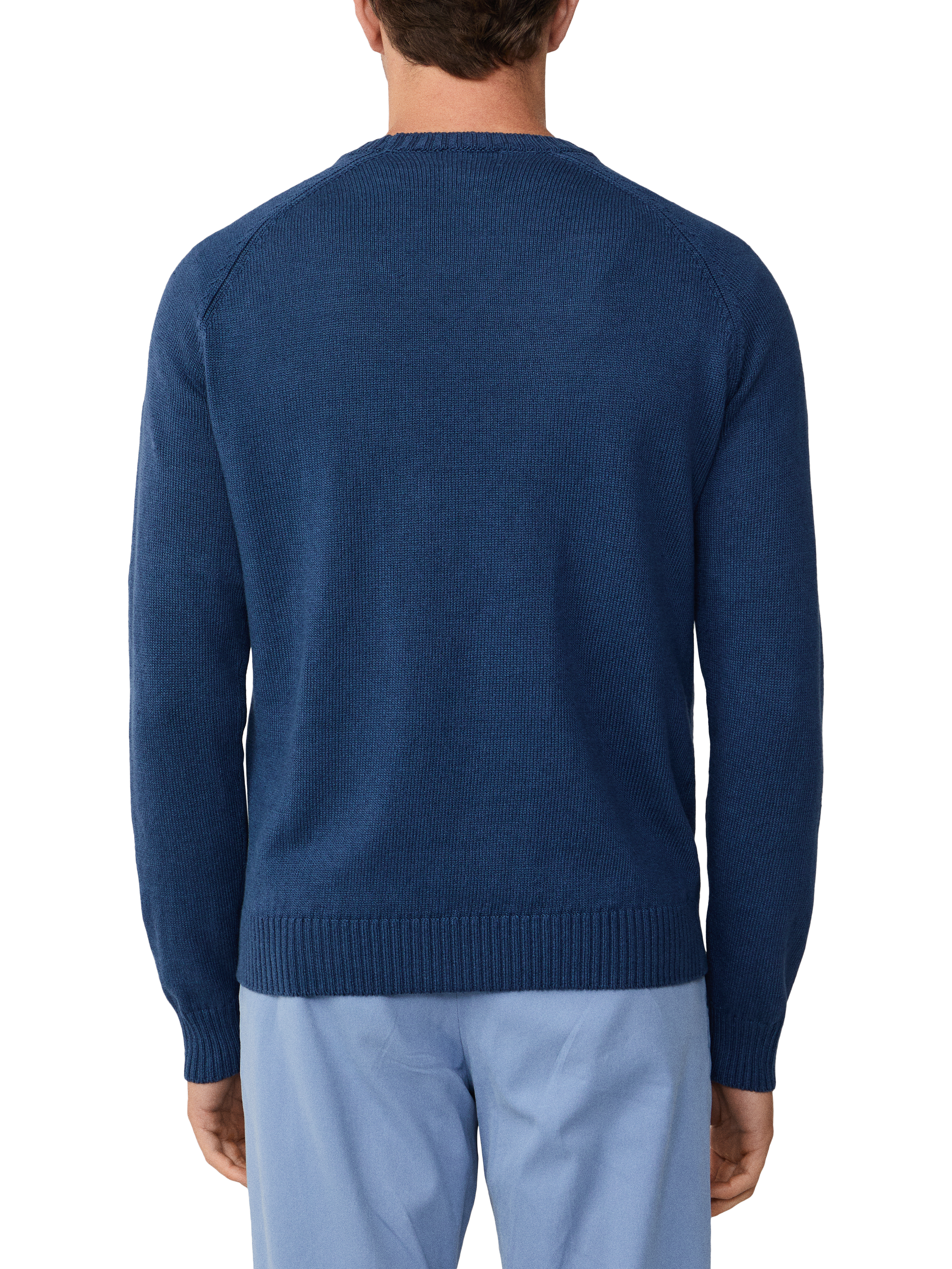 Product image 3 of 5, which shows Hackett London Linen Blend Crew Neck Jumper, Dark Denim Blue, XXL